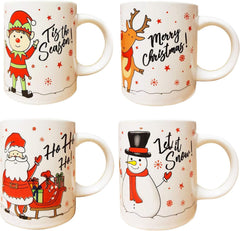 Christmas Mugs Set of 4 Festive Party Xmas Mugs Home Kitchen Tea Coffee Cup
