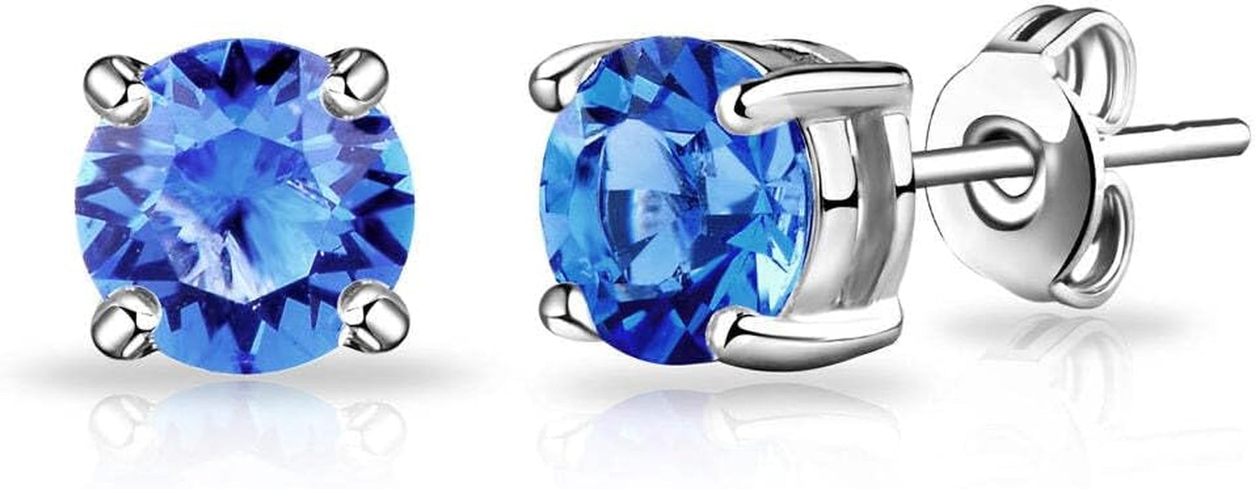 Dark Blue Stud Earrings Created with Zircondia® Crystals