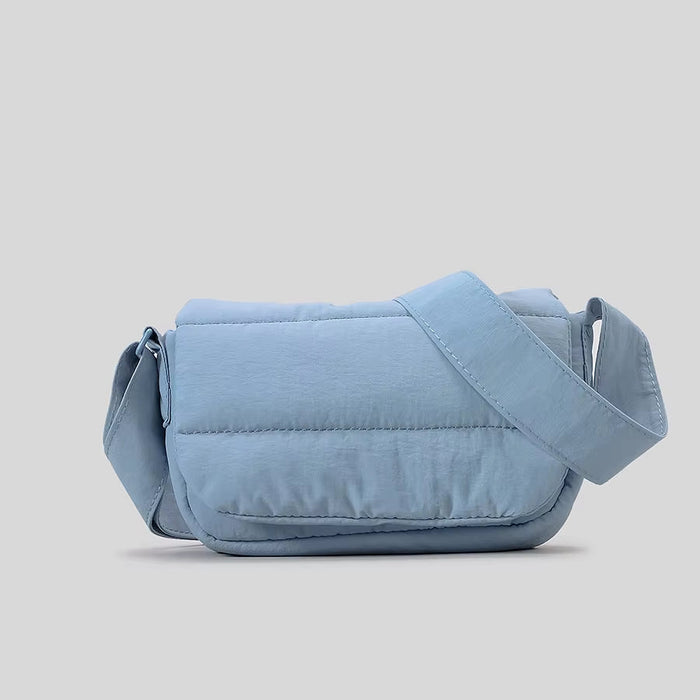 Casual Padded Small Flap Bag Quilted Puffer Women Shoudler Bags Lightweight Nylon Candy Color Crossbody Bag Simple Female Purse