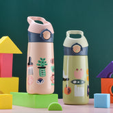 Cartoon-style Portable 16-oz Stainless Steel Straw Cup For Kids