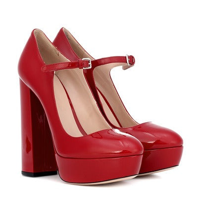 Black Round Toe Thick Sole Shoes High Mary Jane High Heels