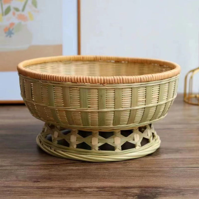 Bamboo Bread Basket Woven Fruit Basket Versatile Lightweight Storage Basket Woven Bowl Basket for Desktop Bedroom Closet