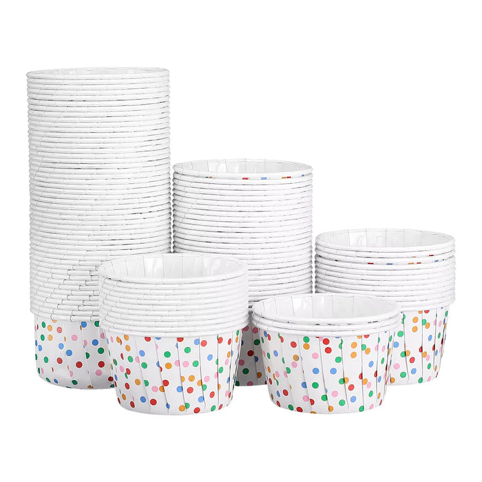 Cabilock 100Pcs Disposable Ice Cream Cups Dessert Bowls Dot Paper Cups Party Supplies