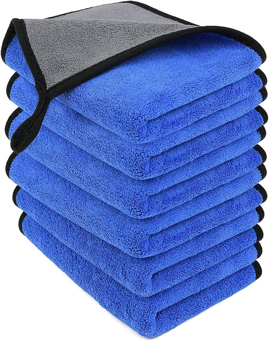 Microfibre Cleaning Cloths, 6 Pack, Two-Layer Thickened Towels, Lint Free Super Absorbent Towel for Household and Car Washing, Drying, Detailing, 40X30Cm
