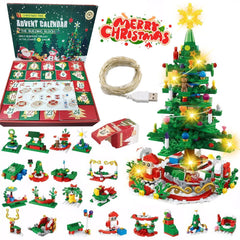 24 Day Kids Toy Christmas Advent Calendar Play Building Blocks with LED Gift Box