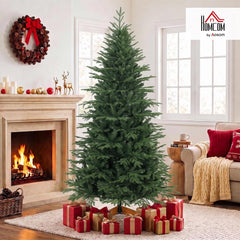 7Ft Artificial Christmas Tree Solid Pine Wood Stand, Green
