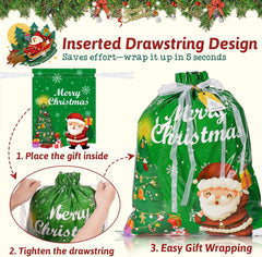 38 PCS Christmas Drawstring Gift Bags - Xmas Wrapping Bags