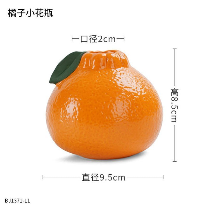 Orange Ceramic Small Vase Ornaments Living Room Flower Arrangement Hydroponic Plant Flowers Green Radish