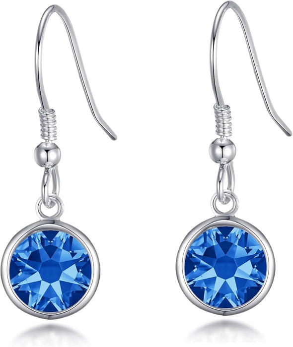 Dark Blue Crystal Drop Earrings Created with Zircondia® Crystals