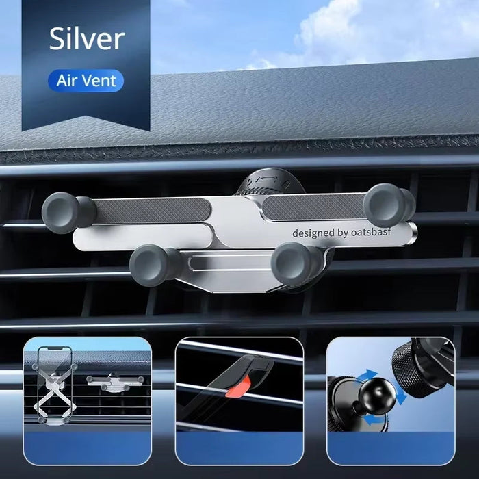 Gravity Car Phone Holder 360 Degree Rotatable Invisible Alloy Car Mount Air Vent Dashboard Gravity Mount GPS Stand Cell Support