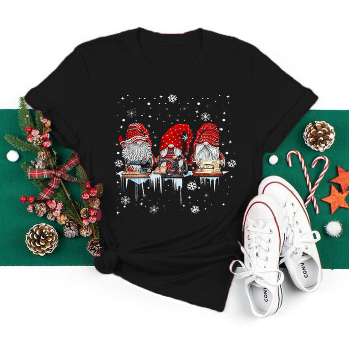 Christmas New Printed Pattern Round Neck Short Sleeve T-shirt