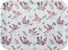 Tipperleyhill Large Rectangle Serving Tray, 43.5Cm X 32Cm Melamine Kitchen Tray, Perfect for Dinner and Drinks, Suitable for All Occasions, Christmas Robin Themed Collection, Ideal for Gifting