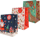 Gift Bags, Santa & Reindeer Designs, Large, 3-Pack, Christmas