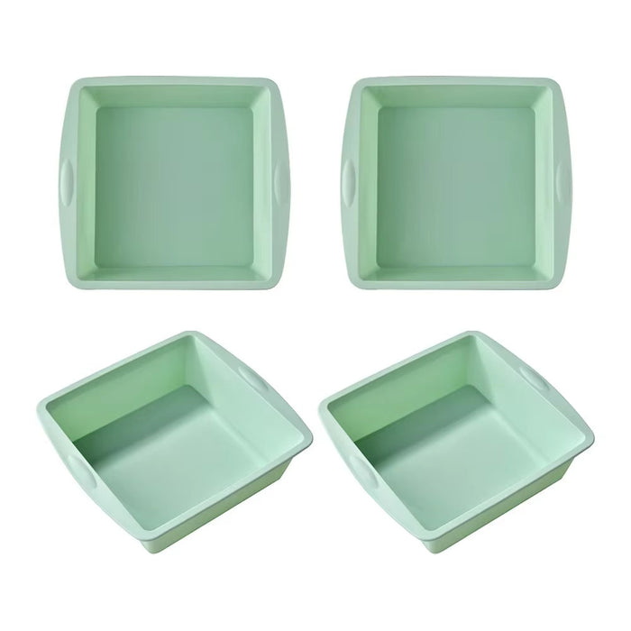 1/4Pcs Silicone Square Cake Plate Non-Stick Brownie Pot with Anti-Slip Handle Oven and Air Fryer Safe Perfect for Baking Cakes