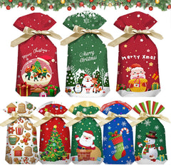 Christmas Drawstring Bags Set - 36 PCS Assorted Xmas Gift Bags in Multipack, Variety of Sizes & Patterns for Christmas Presents & Party
