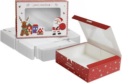 Pack of 12 Christmas Gift Boxes with Clear Window 18X13X5 Cm