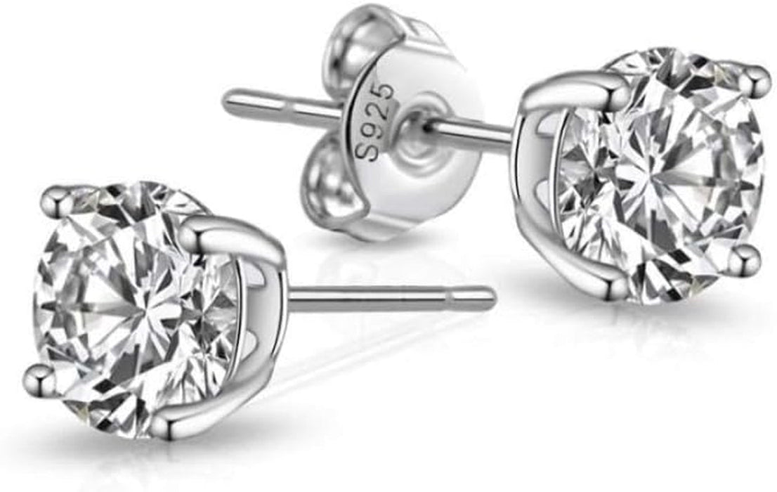 Sterling Silver 5Mm round Earrings Created with Zircondia® Crystals