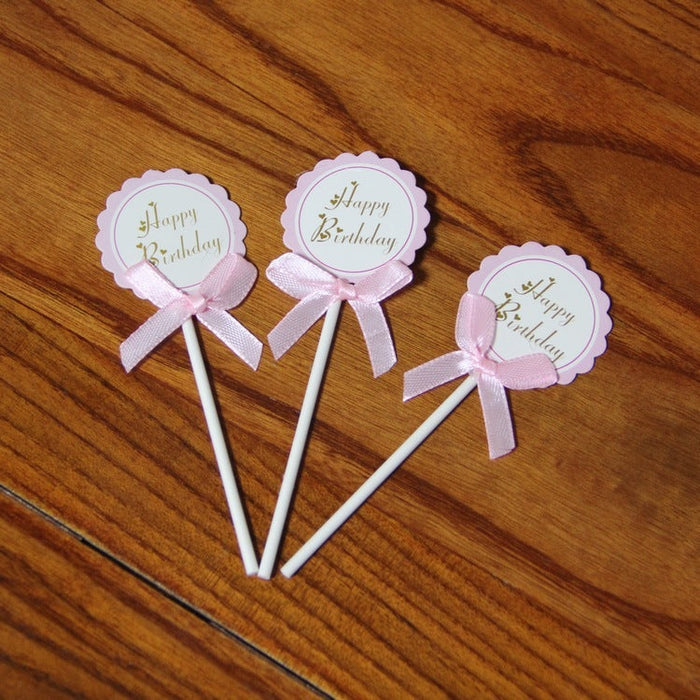Birthday Cake Decoration Blank Writable Bowknot Flower