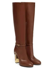 New Hollowed Out Thick Knee High Boots