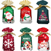 Christmas Wrapping Drawstring Gift Bags,30 Packs Xmas Candy Treat Cookie Bags with Drawstring (5.9Inx9In) Christmas Party Birthday Engagement Holiday Presents Bags