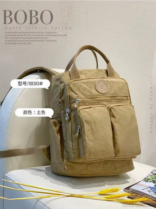 Leisure Backpack, Lightweight Nylon, Multiple Pockets, Waterproof Travel Backpack