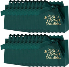 20Pcs Christmas Candy Boxes with Ribbon Goodie Paper Boxes Sweet Cases for Wedding Party New Year Accessories