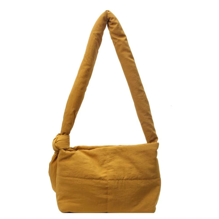 Solid Color Shoulder Messenger Bags down Cotton Padded Large Capacity Shopping Bag Lightweight Quilted Totes for Women Girls