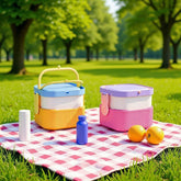 Childrens Portable Double-Layer Lunch Box With Handles For Picnics And Camping