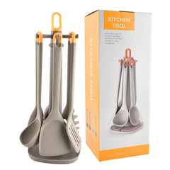 Silicone Kitchenware Frying Spatulas Soup Ladles Strainers Brushes And A Utensil Rack