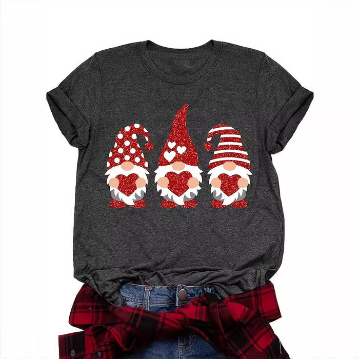 Women's Christmas Printed Round Neck T-shirt