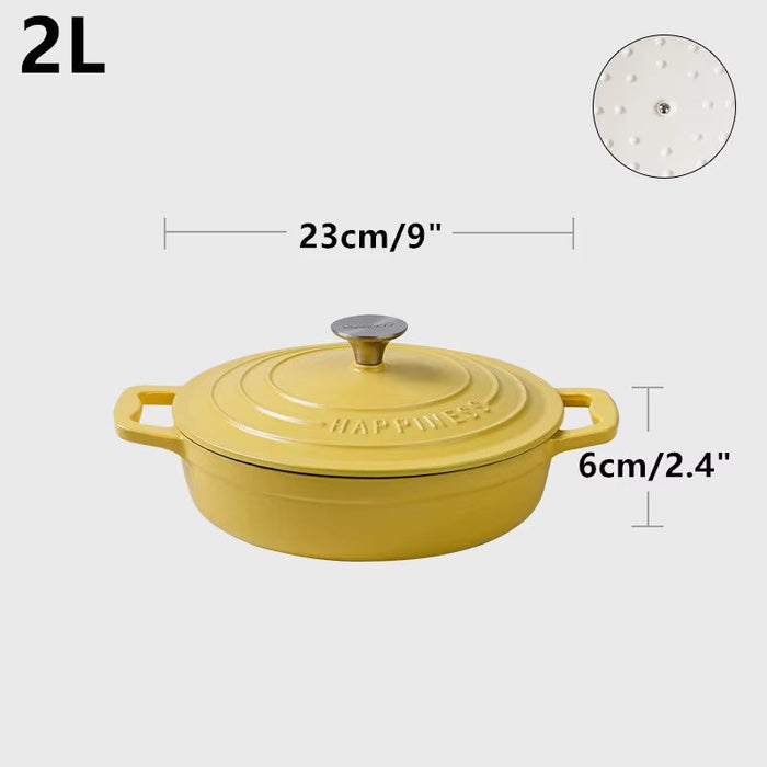23Cm Enameled Cast Iron Dutch Oven 2 Quart Heavy Soup Pot Casserole Dish for Bread Baking and Stew Kitchen Nonstick Braised Pot