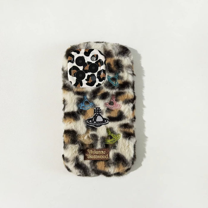 Autumn Winter New Leopard Plush Phone Case for Iphone 16 15 14 13 12 11 Pro Max