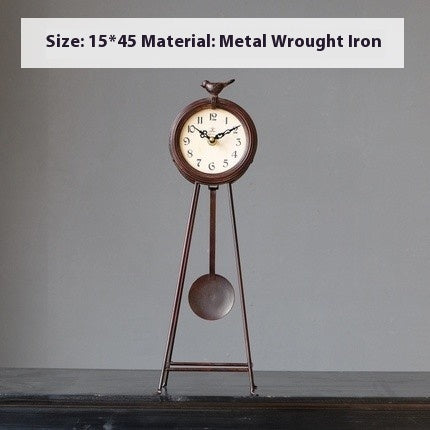 American Retro Iron Art Clock Creative Living Room Decoration