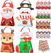 30 PCS Gift Bags with Handles for Christmas, Paper Candy Treat Boxes with Window,Xmas Party Goodie Treat Bags with Stickers for Kids Winter Birthday,Christmas Party Favor Supplies