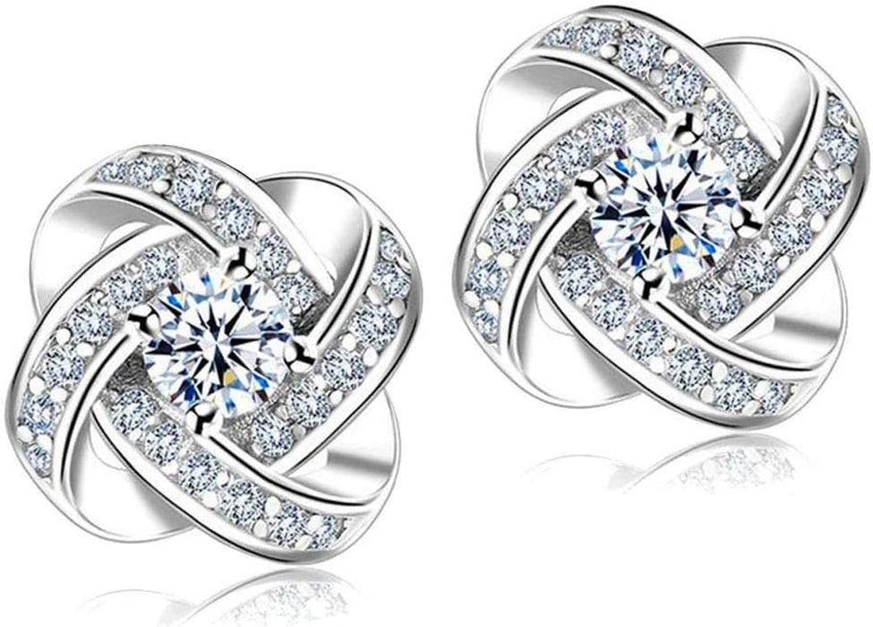 Sale Clearance Earrings Women’S 925 Sterling Silver Stud Cubic Zirconia Ear Studs One Pair Cubic Zirconia Earrings Gifts for Mother'S Day Gift Box Iglondon UK