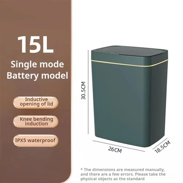 15L Smart Bathroom Trash Can White Non-Contact Narrow Smart Sensor Trash Can Smart Home Automatic Bagging Electronic Trash Can