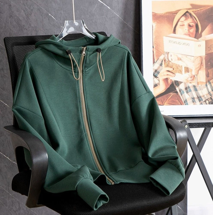 Autumn High-grade Sweater Hooded Drawstring Loose All-matching Cardigan Coat