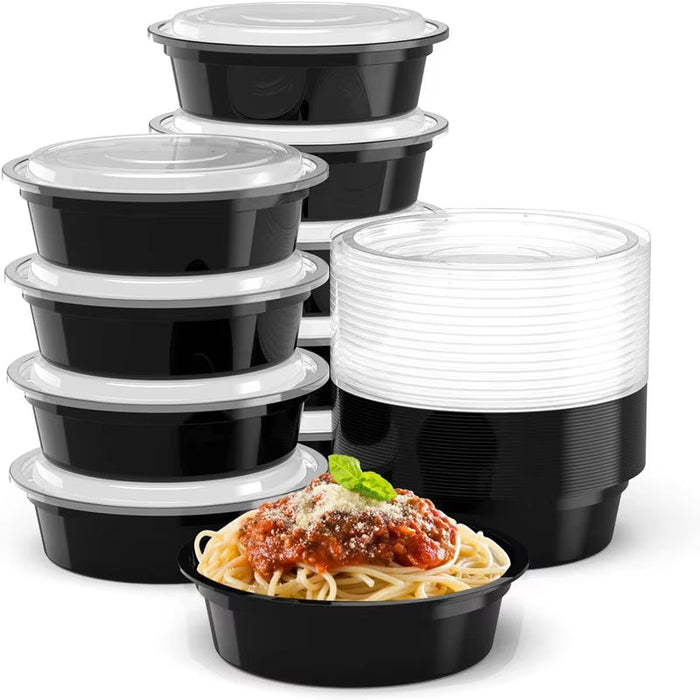 10 Packs 24OZ Meal Prep Container round Disposable Containers with Lids Bento Box Adult Lunch Box Microwave and Freezer Safe