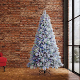 7.5Ft (2.3M) Pre-Lit Glitter Flocked Artificial Christmas Tree with 1,150 Color-Changing Micro Twinkle LED Lights