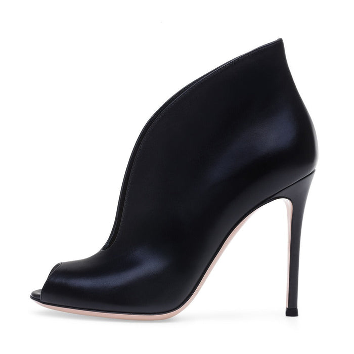 Womens Open Toed Fish Mouth Ankle Boots