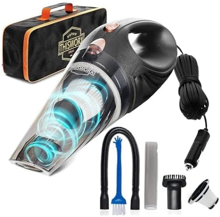 Car Vacuum Cleaner Handheld - Portable Handheld Mini Car Hoover W/ 16Ft Cord, Bag, & Attachments - Small Cleaning Kit, RV, Boats, Travel - Car Accessories for Men and Women (Black)
