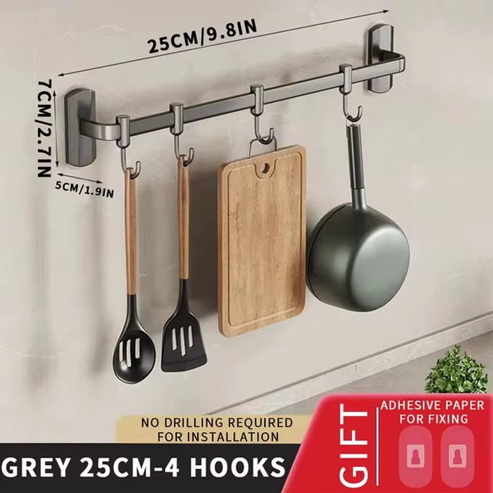 Wall Mounted Hooks Rack Kitchen Organizer Utensils Knife Holder Cutting Board Spoon Lid Storage Bathroom Towel Robe Coat Hangers