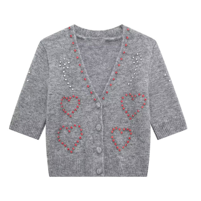Marc Gianno Beaded casual loose knit cardigan