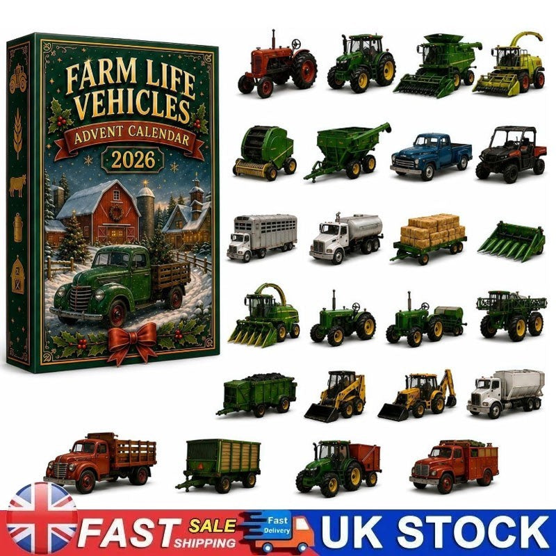 Farm Life Vehicles Advent Calendar 2026,24-Day 2D Acrylic Agricultural Machines