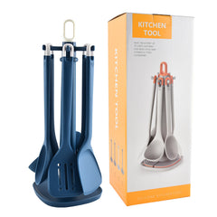 Silicone Kitchenware Frying Spatulas Soup Ladles Strainers Brushes And A Utensil Rack