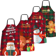 4 Pack Funny Christmas Chef Bib Aprons for Women Men Waterproof Ideal Gift