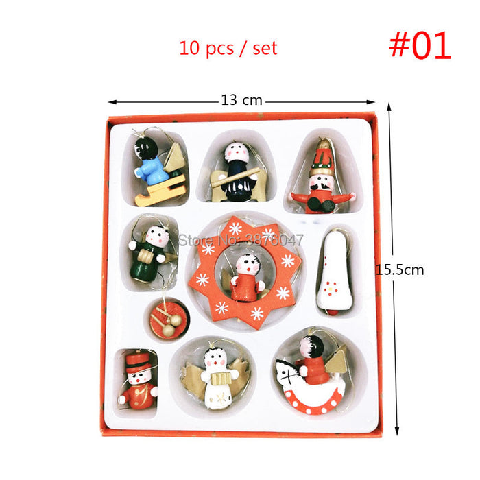 Christmas wooden Ornament Wood Hanging Pendants chrismas party decorations chrismas tree puppets kid toy dolls new year gifts