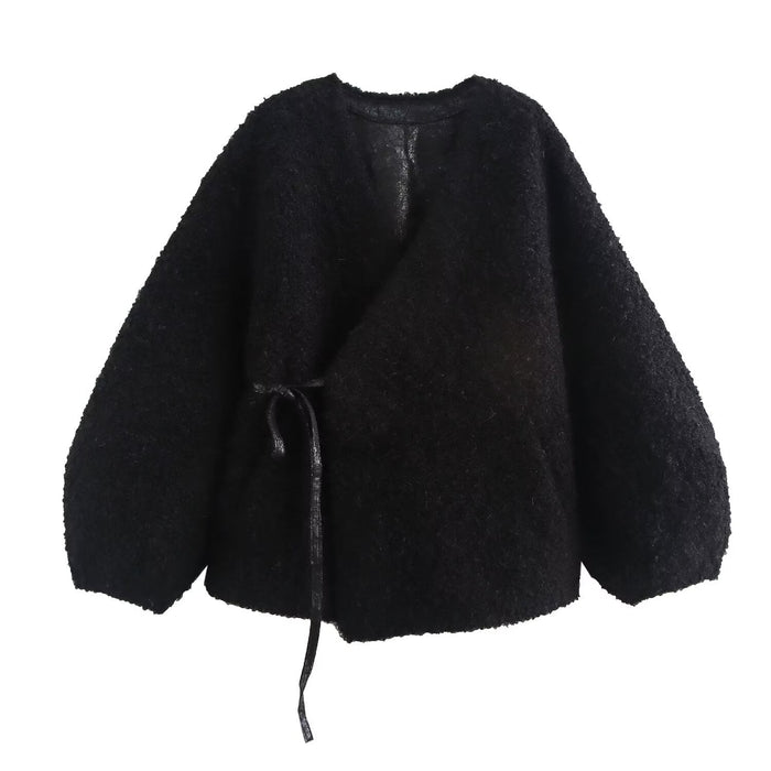 Marc Gianno new style V-neck long sleeved lace up sheep roll