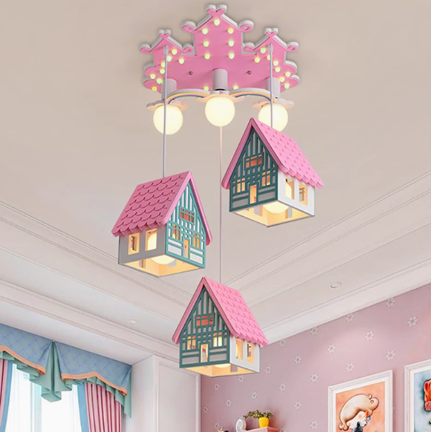 Children's room creative LED three-head chandelier