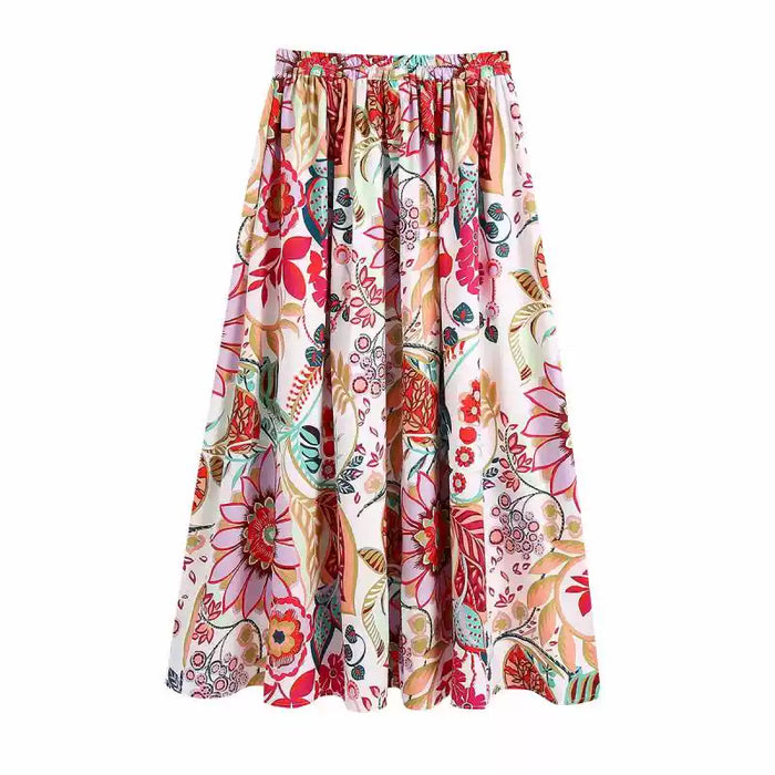 Women's ethnic style design printed long skirt - Taobao